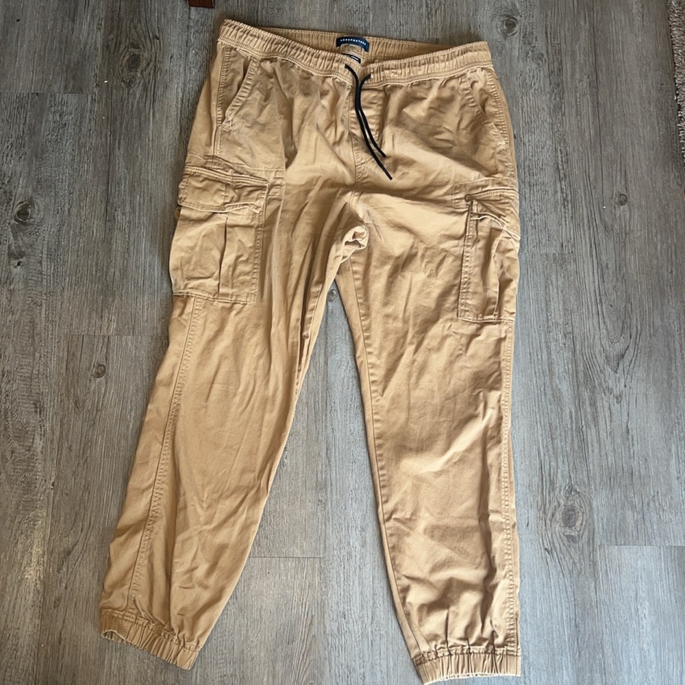 Aeropostale Cargo Jogger Twill Drawstring Wheat Relaxed Tapered Leg Men's XL